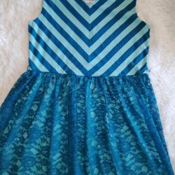 Big Girls Tween Bonnie Jean Sleeveless Strip Lace Knee Length SZ:14 1/2