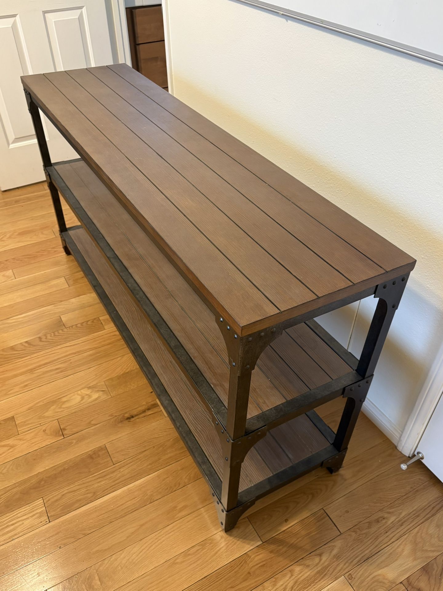 Wood Console Table with Shelves Set of 2