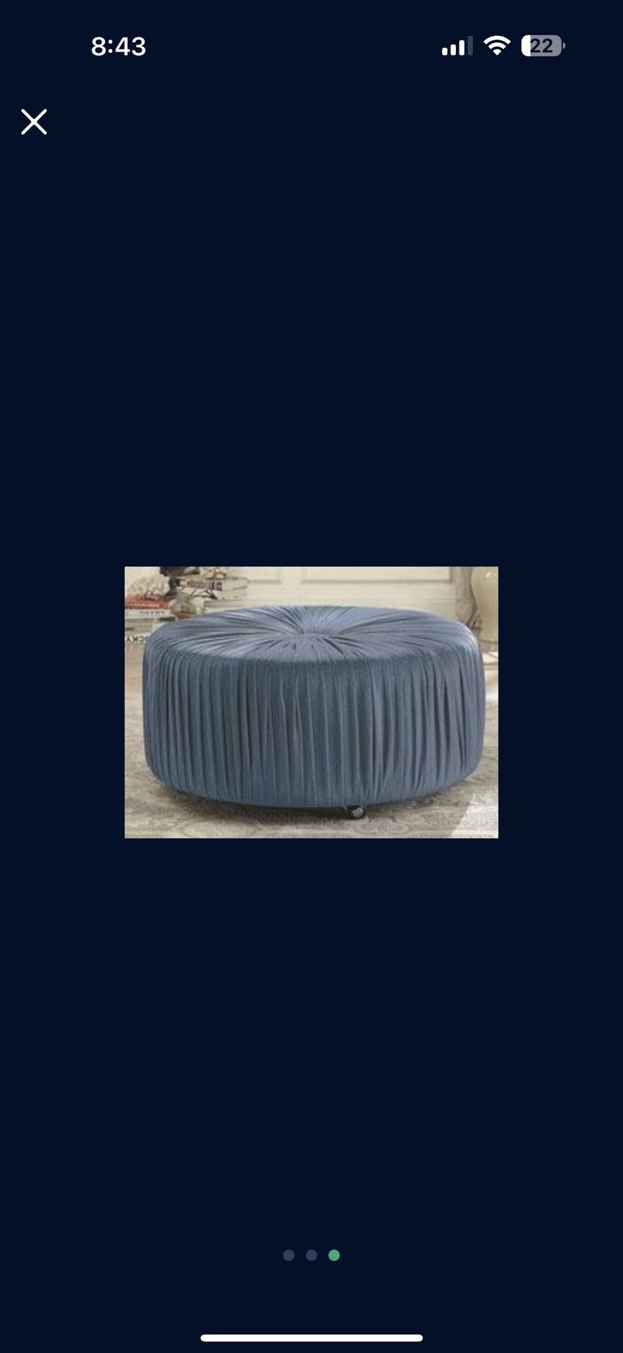 Pier 1 Velvet Ruched Round Ottoman – 36” Large Luxury Accent (Discontinued!)