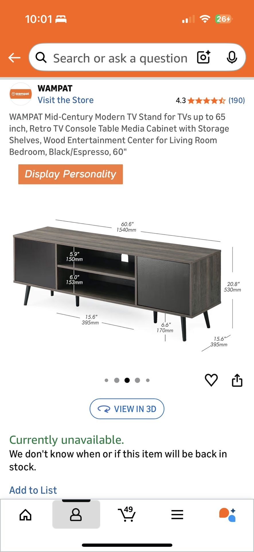 TV Stand – Like New! Must Pick Up ASAP – $150