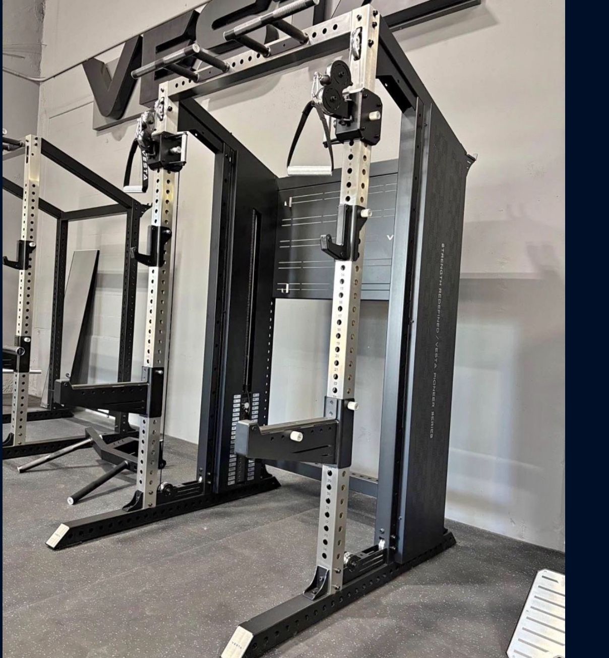 Commercial Half Rack with Functional Trainer Cable Pulley System with 200lb Weight Stacks