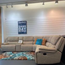 *Weekend Special*---Alejandra Mature Mocha Fabric Reclining Sectional Sofa---Delivery And Easy Financing Available🤝