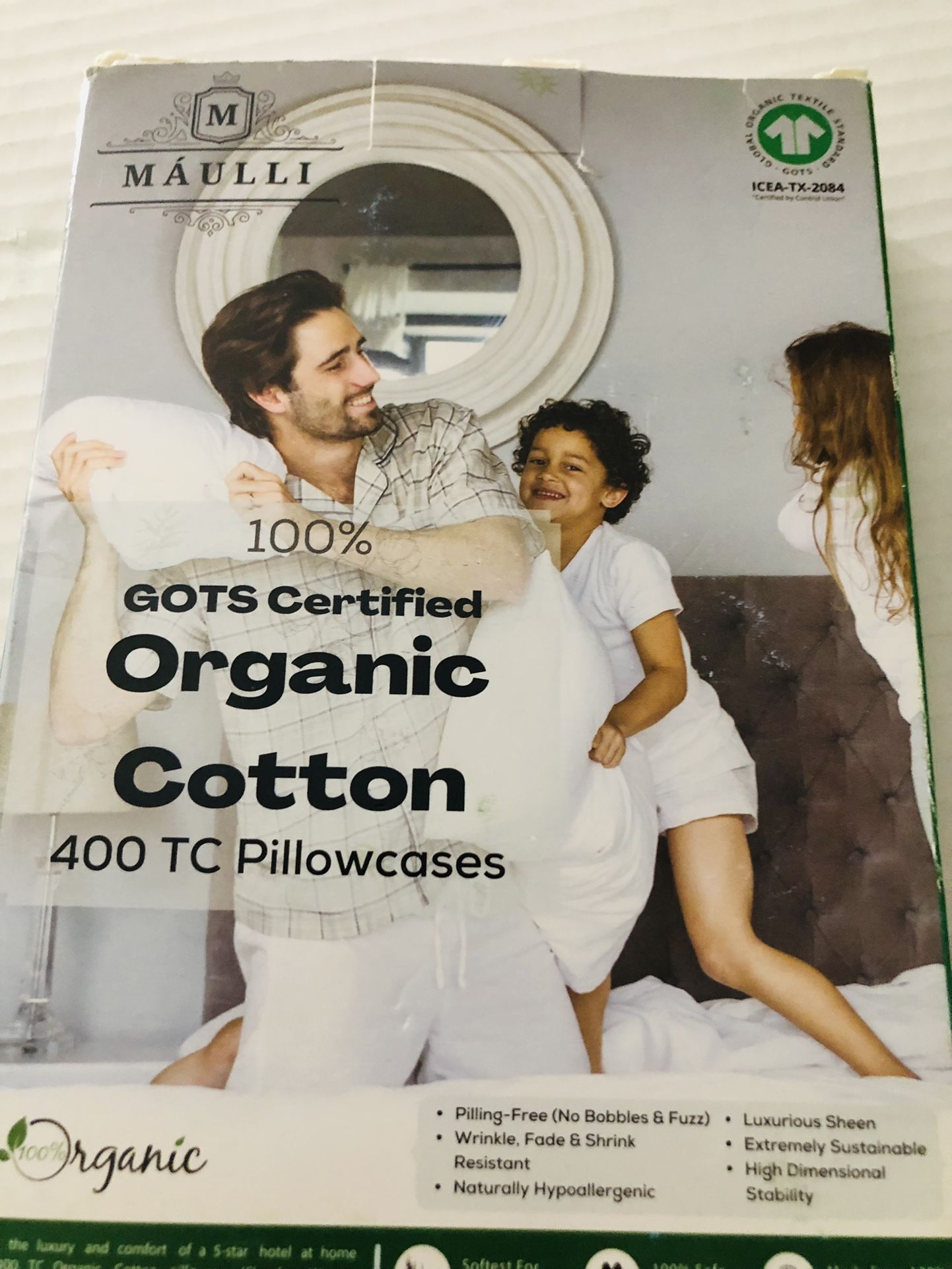 2 Organic Cotton Standard Size Pillow Cases Color Paris Baby Blue Absolutely Soft Retail $55 3 sets available listing is for 1 set of 2