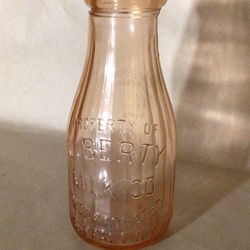 Liberty Milk Company Pink Glass Bottle