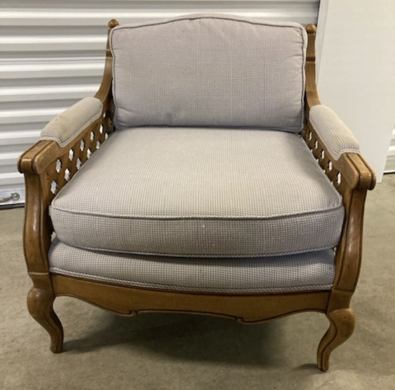 Vintage French Provincial Ladderback Accent Chair with Lattice Sides – 30” Wide