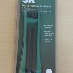 Sk Tools 5-Piece Fold Up Fractional Hex Key Set-Made In USA