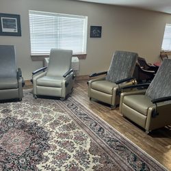 Rolling Recliners w Folding Armrests for Lounge or Sleep High Quality Vinyl - $250 each
