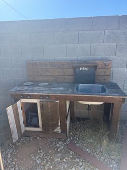 Homemade outdoor kids kitchen