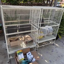 2 flight cages and accessories