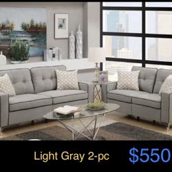 2 Pc Sofa Set In Light Gray 