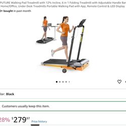 TOPUTURE Walking Pad Treadmill with 12% Incline – Folding Under Desk Treadmill