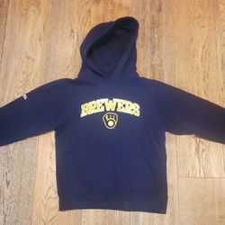 MLB - Stitches - Boys - Medium - Long Sleeve - Hoodie - Cotton/Polyester - Milwaukee Brewers - Blue