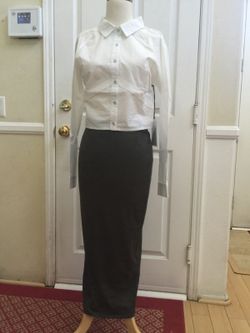 Olive skirt / White Shirt