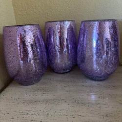 3 purple candle holder sets high 7