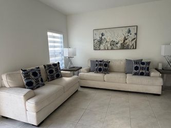 Cream Fabric Sofa and Loveseat Set
