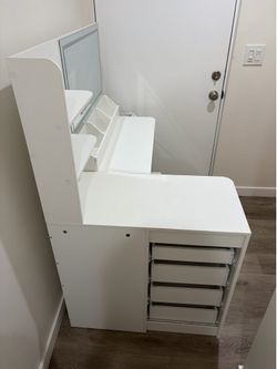 Vanity with LED mirror connected