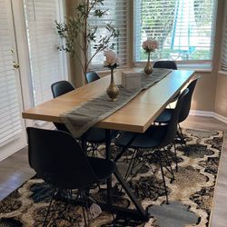 dining Table, 6 Chairs Set,  Area Rug, And Olive Tree 