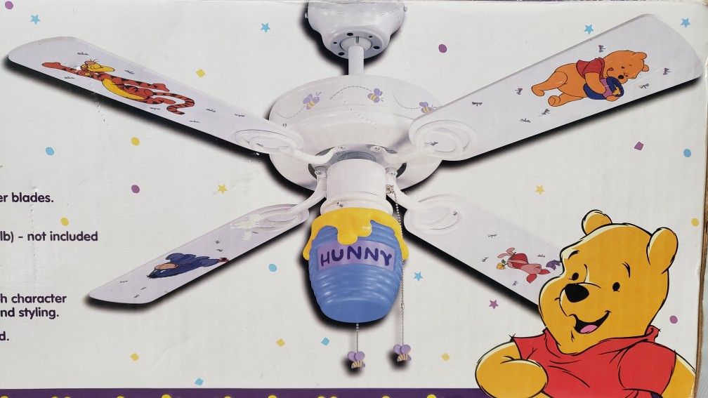Winnie the POOH Kids Bedroom Ceiling Fan Eeyore Tigger Piglet Honey Jar Light