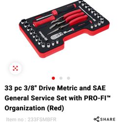 33 pc 3/8" Drive Metric and SAE General Service Set with PRO-FI™ Organization (green)
