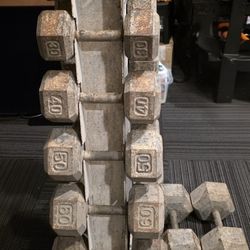 Hex (Cap) Iron Dumbells Free Weights With Rack