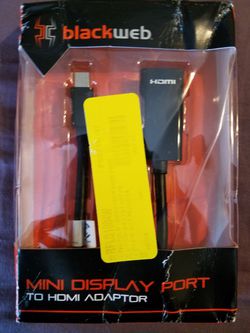 Mini Display port to HDMI, connects laptops or tablets to HDTV, New open box.