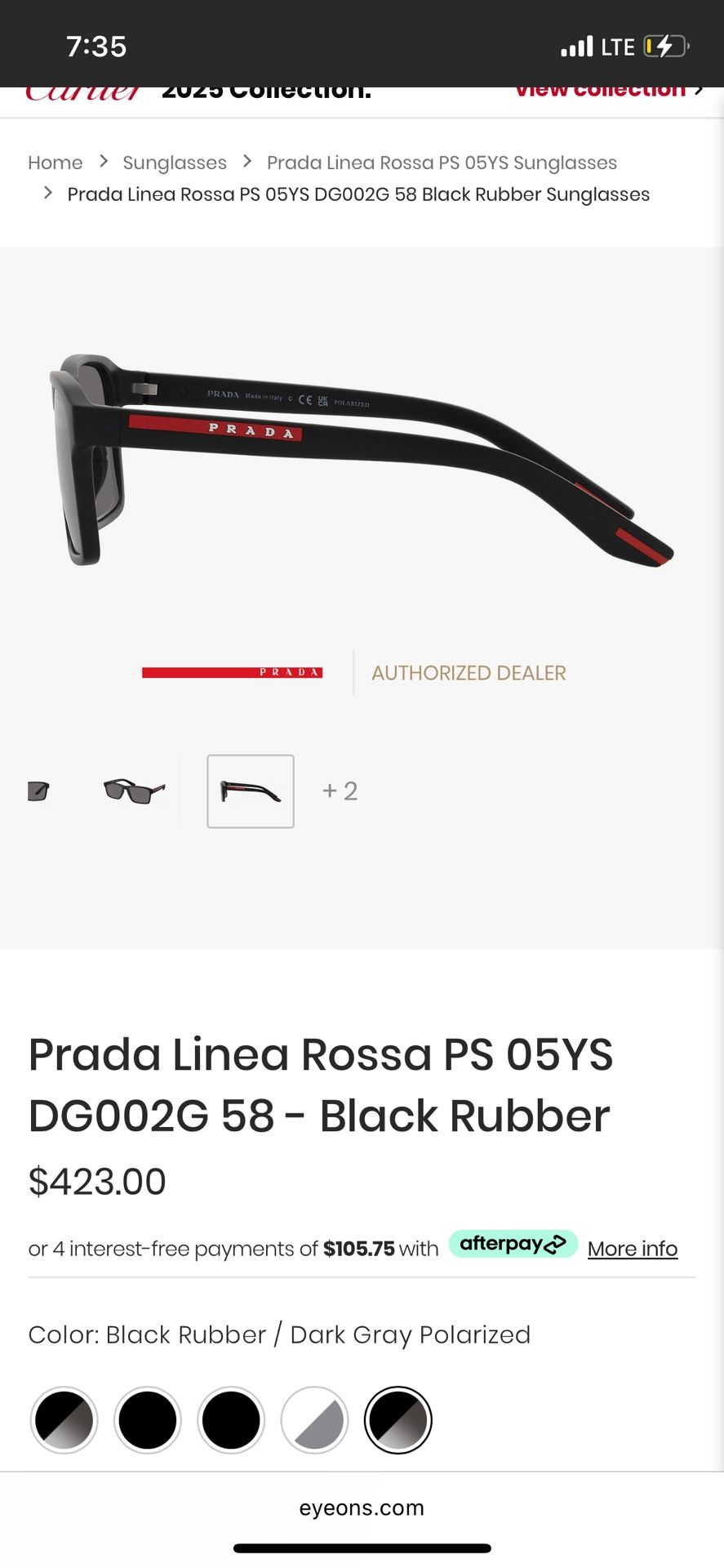  BRAND NEW Prada Linea Rossa PS 05YS DG002G 58 - Black Rubber DEAL TODAY ONLY 