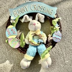 Vtg. DanDee Collectors Choice Easter Wreath Rustic Style Holiday Door / Wall Decor Bunny Rabbit