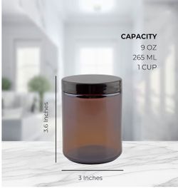 9oz Amber Glass Jars - Pack Of 5 - Never Used 