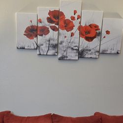 Red Poppy Flowers Canvas Print Wall Art Decor