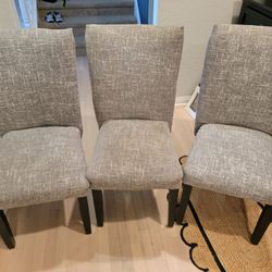 Set of 3 Gray Chairs with Black Legs