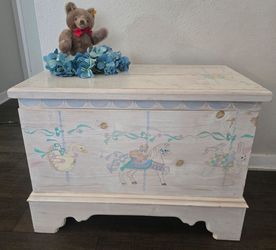 Hand-Painted Wooden Toy Chest