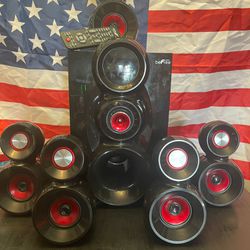 sourond. 5.1 befree 5 speakers you can connect it to the PC, TV, stereo USP output, 
