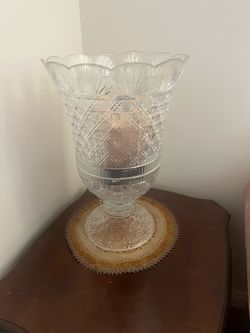 Cut glass vase signed