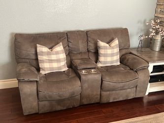 Gray microfiber couches