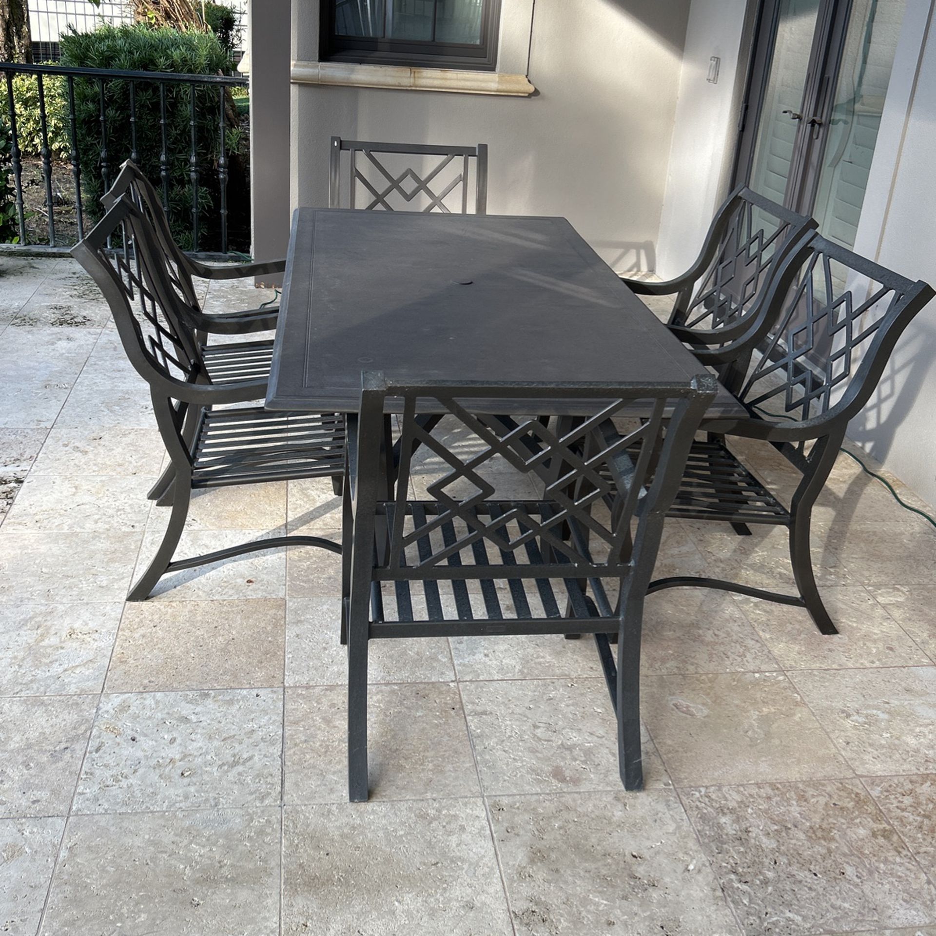 Patio Furniture Dining Table Set 6 Chairs Cushions And Table 
