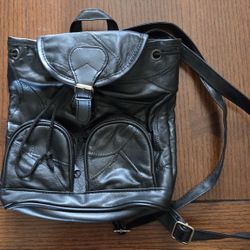 Small Black Leather Backpack 