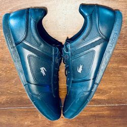 LACOSTE ‘Menerva 318 2 C’ Black Leather Sneakers Shoes Men’s  Size 12