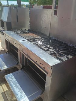 Commercial Stainless Steel Gas Range with Dual Ovens