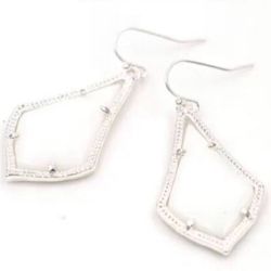 Silver White dangle teardrop earrings