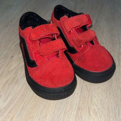 Vans Unisex Red And Black Velcro Size 5.5