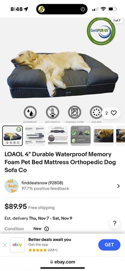 LOAOL 4" Durable Waterproof Memory Foam Pet Bed Mattress Orthopedic Dog Sofa Co