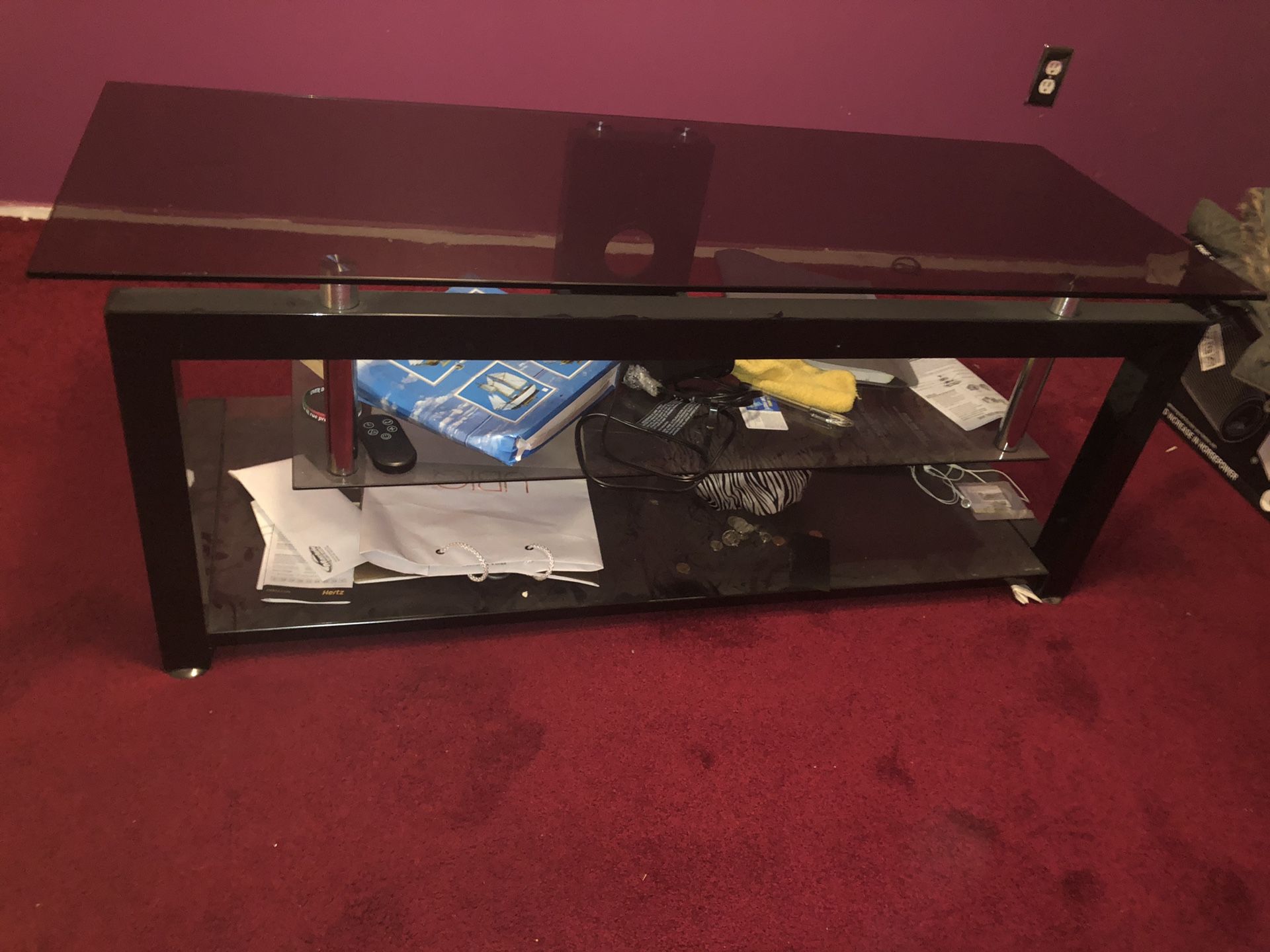 Glass top TV stand