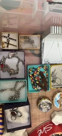 Silver items as necklaces, bracelets,