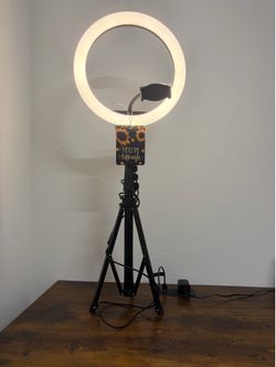 Ring light with phone holder