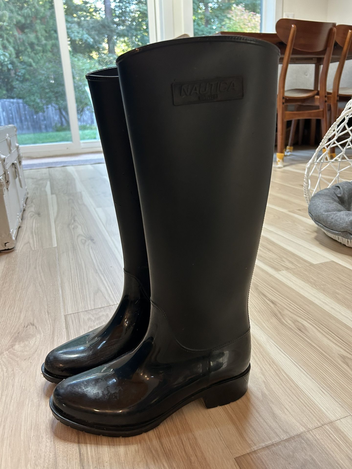 Black Tall Nautica Rain Boots Women’s Size 7