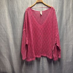 We The Free Raspberry Mesh Knit Top size small 
