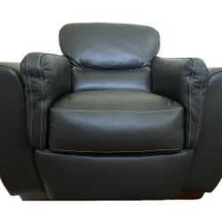 Natale Martha's Vineyard Black Italian Leather Armchair