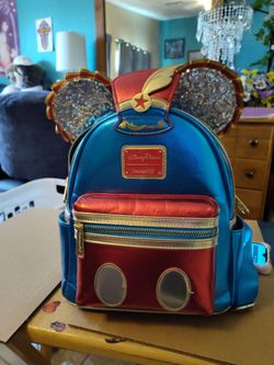 Disney Parks x Loungefly mini backpack in metallic blue and red