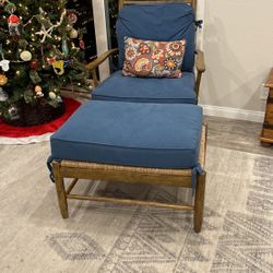 Wood/Rattan Lounge  Chair With Cushions . OBO