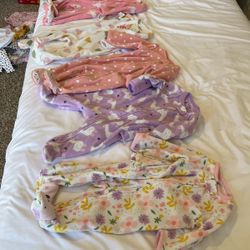 Fleece Two Way Zipper Onesies Baby Girls 0-3 Months 
